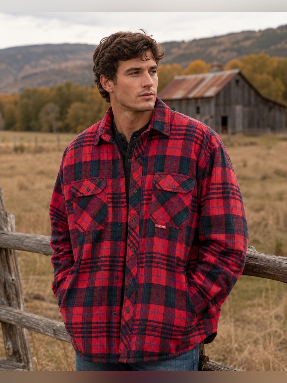 PLANAM Mens XL Plaid Flannel Shacket Quilted Lined Red Workwear Jacket Chore